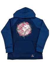 Boys Blue Baseball Midweight Athletic Sweatshirt Pullover Hoodie L 14-16