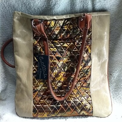 CARLO VALENTI FLORENCE - LEATHER BAG 37.5X 36 - VINTAGE - 90s