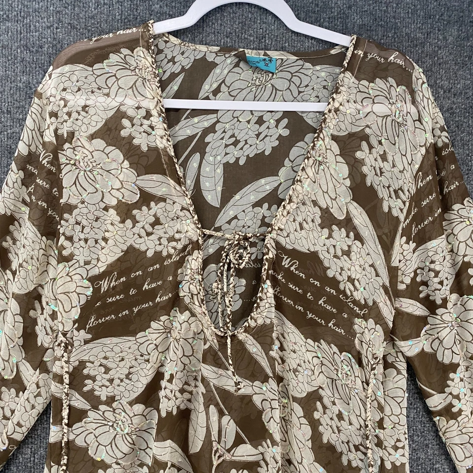 Letarte Top 女式 L 手工花卉亮片掩盖 Popover Fairycore 90 年代 Y2K — 第 2/4 张图片