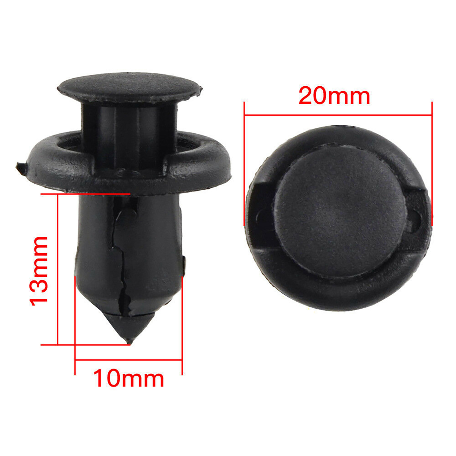 Dewkou 100 PCS Car Bumper Retainer Clips, 6.3mm 8mm 9mm 10mm Nylon Fasteners Rivet Replacement Kit, Push-in Screw Bumper Push Rivet Clip With Removal Tool, Suitable For Most Models (Black - Foto 4
