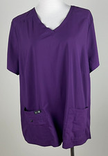 KOI Basics 'Becca' S/S Soft Stretchy Microfiber Scrub Top - 3X, Purple