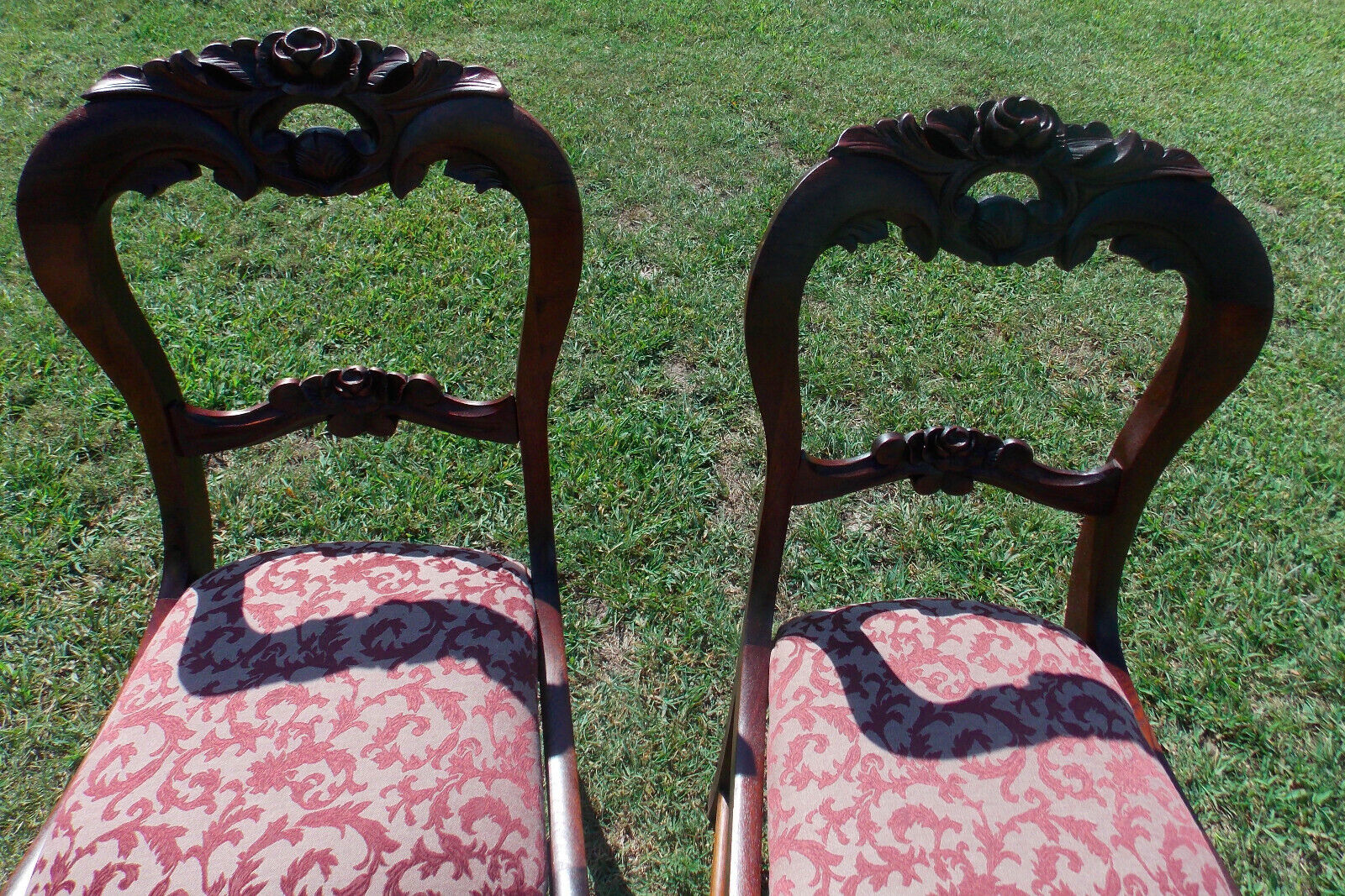 Pair of Mahogany Carved Empire Parlor Chairs / Sidechairs  (BM-SC212)
