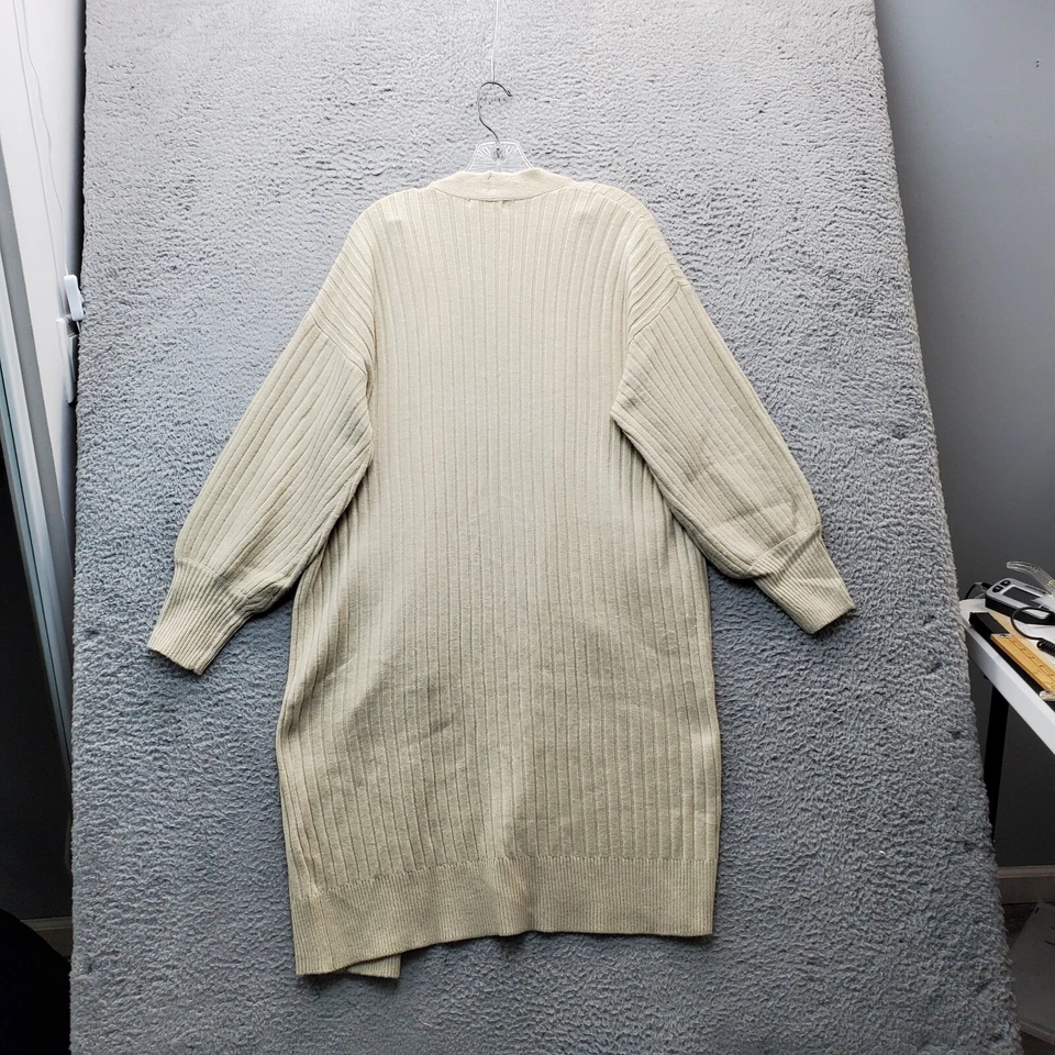 Cárdigan exuberante para mujer pequeño tostado acanalado bolsillos elásticos tejido suave Foto 2 de 4