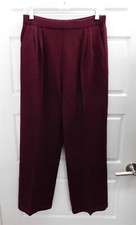 St John Collection Burgundy Santana Pleated Front Pants USA 8