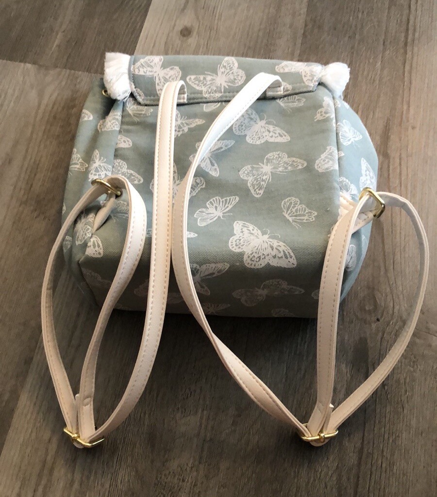 Luv Betsey Betsey Johnson Denim & White Butterfly Print Backpack With Chain NWT Luv Betsey Betsey Johnson Denim & White Butterfly Print  main image 4