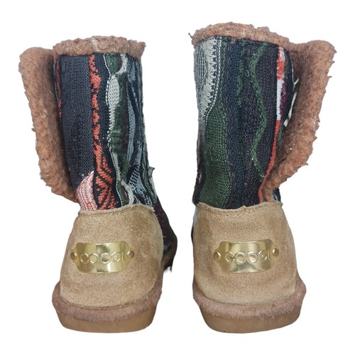 VTG Coogi Australia 3-D Sweater Knit Button Boots Colorful Fleece Lined Womens 6 - Picture 6 of 19