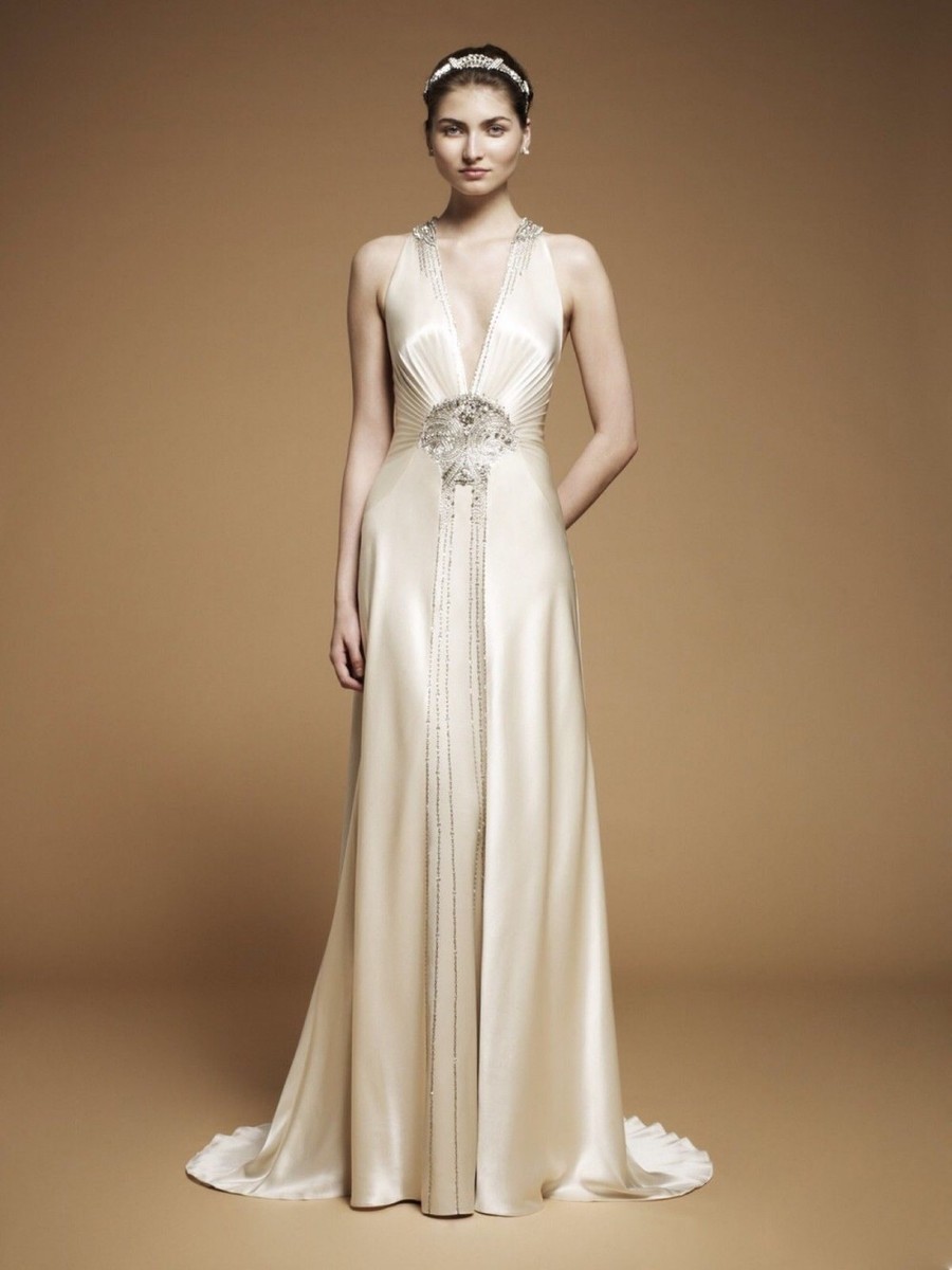 jenny packham beaded wedding dress Jenny Packham Beige/Green Beaded Embellishes Wedding Gown