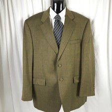 Chaps Ralph Lauren Men's Khaki Windowpane Wool Sport Coat 46R Vintage