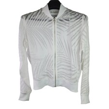 Victorias Secret Sport White Sheer Palm Leaf Track Jacket Zip Up Womens Size XS