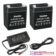 Kastar 12V 6Ah LiFePO4 Lithium Iron Phosphate Battery and 14.6V 3A Fast Charger
