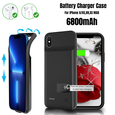 samvittighed skrivebord mestre 6800mAh External Battery Charger Case Power Bank Cover For iPhone X/XS/XS  Max/XR | eBay