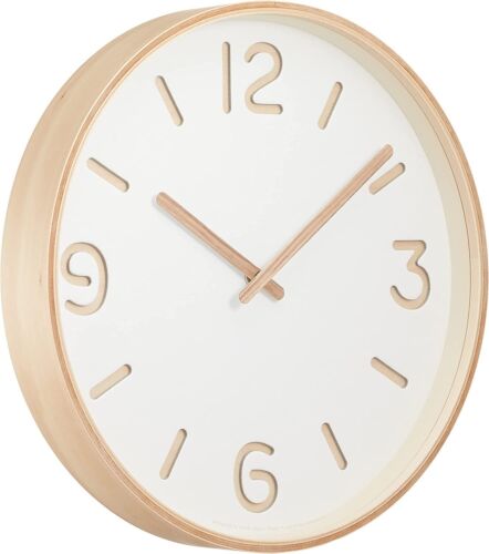 NY18-15 WH LEMNOS Hanging Clock Analog Thomson Paper White Natural Color Wood - Picture 1 of 1