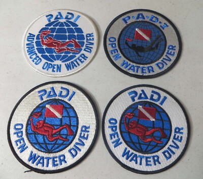 PADI LOT DIVER  SCUBA DIVE PATCHES 4''  ADVANCED OPEN WATER black LOT C