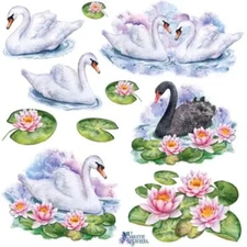 Violette Stickers - Swans- 1 Sticker Sheet for Stationary, Scrapbooks, & More