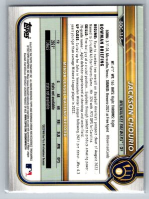 2022 Bowman Chrome #BDC-115 Jackson Chourio | eBay