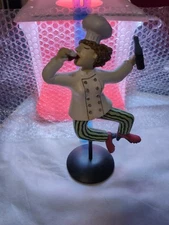 Judie Bomberger French Chef Bubly Drinking Wine Art Deco Stand 10" Tall