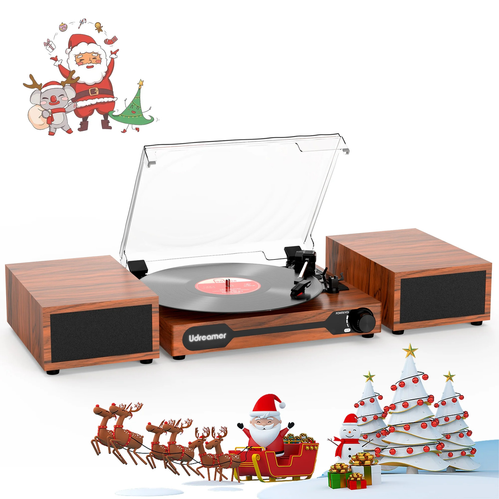 Udreamer UD015 Record Player, Vinyl Bluetooth Record player 