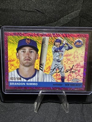 2025 Topps Chrome Platinum Brandon Nimmo Pink Shimmer Toile  /100