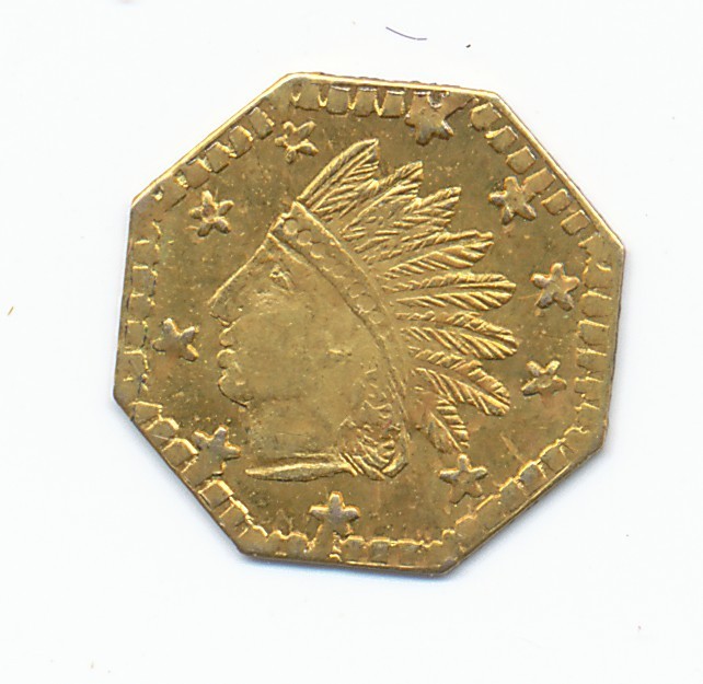 1853 CALIFORNIA GOLD TOKEN OCTAGONAL