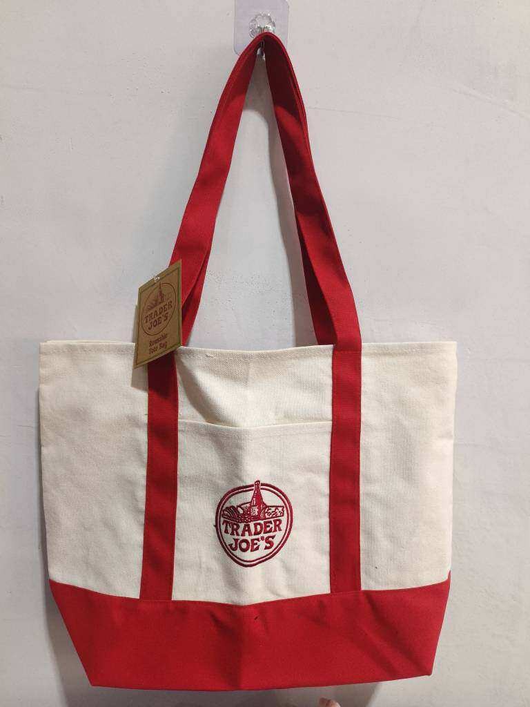 TRADER JOE'S LARGE CANVAS BAG HEAVY COTTON REUSABLE SHOPPING BAG