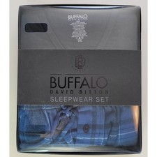 Buffalo David Bitton Men's Pajama Shirt Pants Lounge Set Small Navy Flannel New