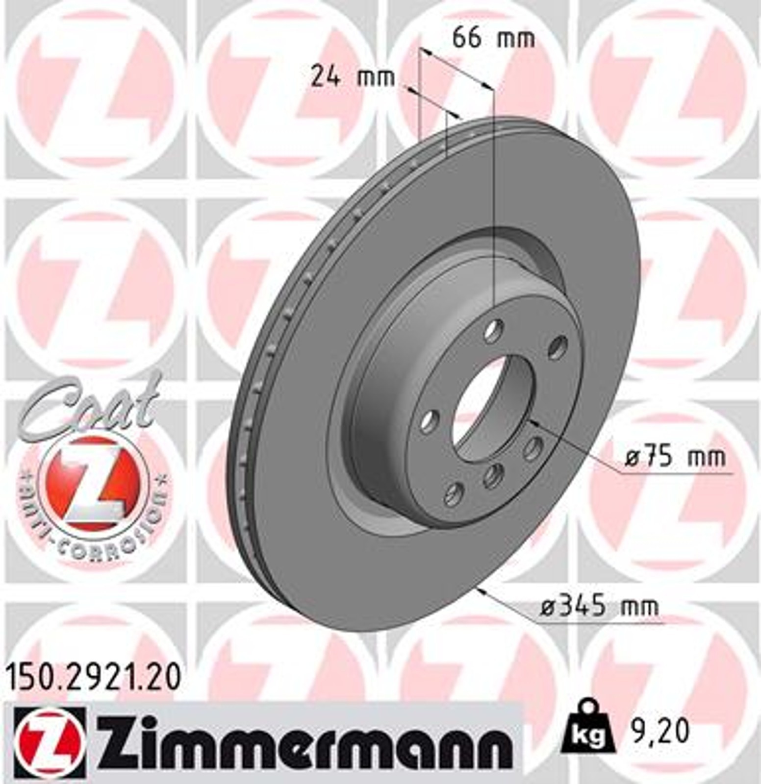 2X Zimmermann Bremsscheibe Coat Z 150.2921.20 FüR Bmw F21 F30 F80 F32 F22 F87-image