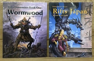 Pair TTRPG Books Rifts Dimension Bk 1 Wormwood & Japan World Bk 8 SC Palladium