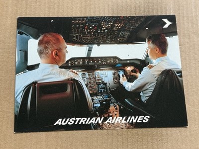 Postcard Austrian Airlines Cockpit Pilots Airbus A310 Plane Vintage Aviation PC