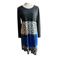 Boho Tiered Leopard Print Midi Dress Size M 2425-1