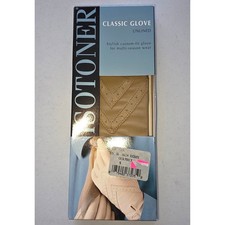 Isotoner Classic Unlined Gloves Tan Beige Leather Trim Spandex Vintage 332651 S