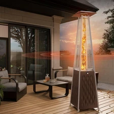 48,000 BTU Pyramid Patio Heater, Quartz Glass Tube Propane Outdoor Heater with W