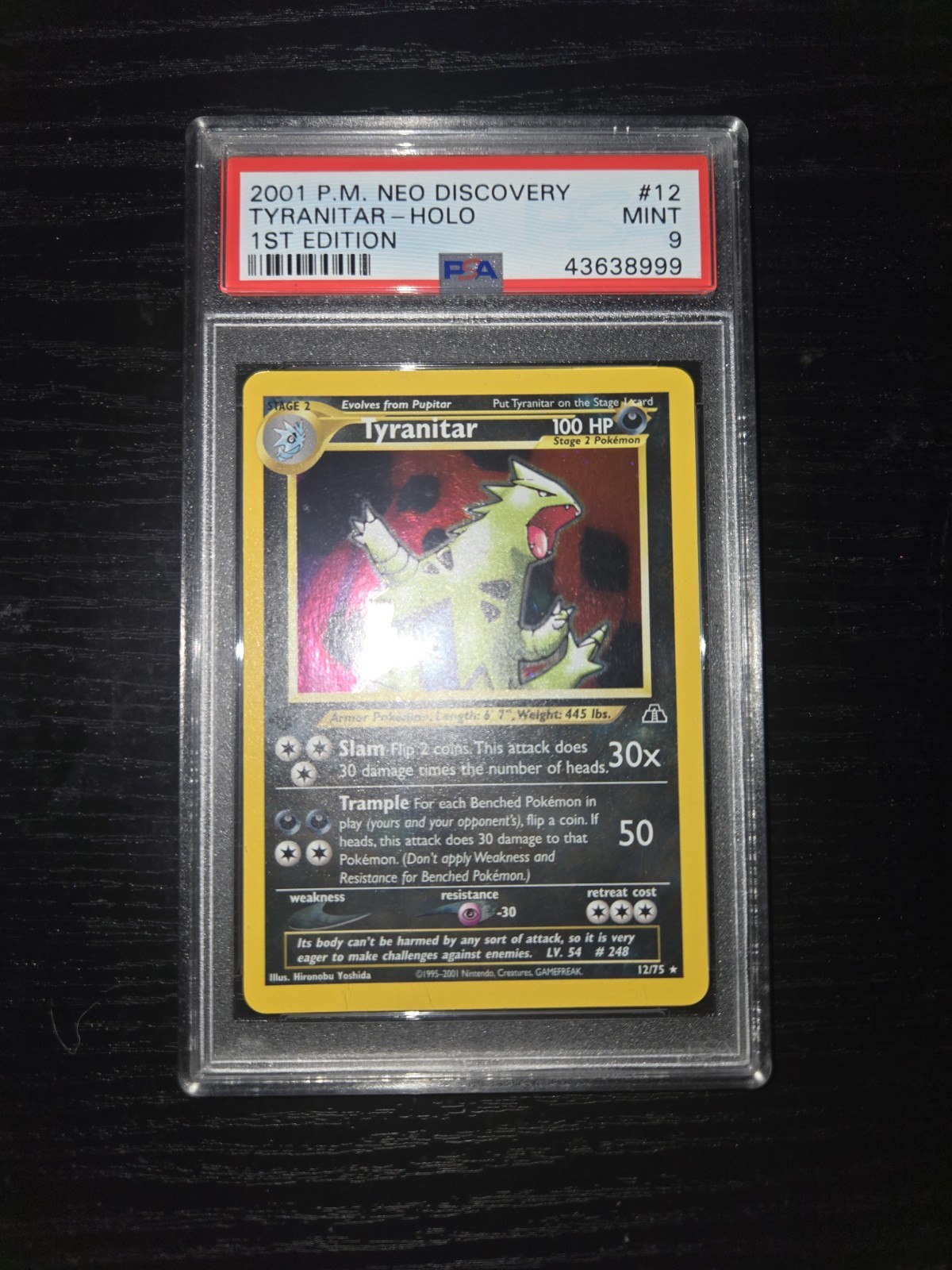 2001 POKEMON NEO DISCOVERY 1ST EDITION #12 TYRANITAR-HOLO PSA 9 MINT
