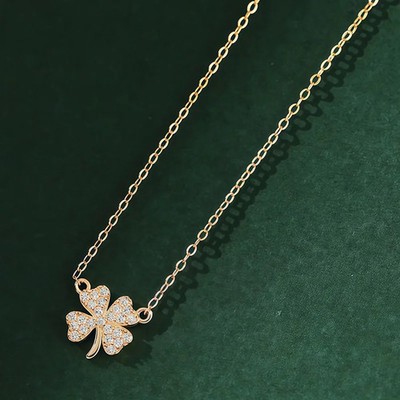 Exquisite Four Leaf Clover Pendant Necklaces for Women Korean Romantic Sweet Gir