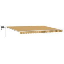 Manual Awning with Solar LED 100% Polyester Manual Retractable Awning  vidaXL