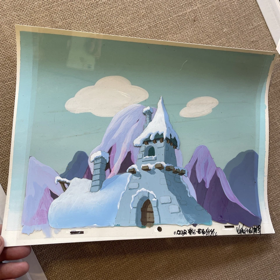 The Smurfs animation cel BACKGROUND 80's production art Vintage Cartoons I23 - Image 3 of 4