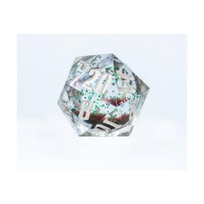 Sirius Die 54mm d20 Snow Globe - Red and Green Glitter  Silver Snow SW New 