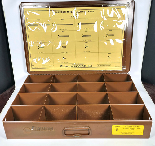 Lawson Products Brown ALL METAL Drawer Storage ~ 16 Compartments 18" x 12" x 3"