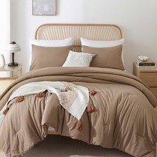 Oversized King Comforter 128x120, 3pcs Super King Plus Comforter 1 Dark Khaki