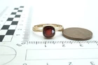 ANTIQUE ENGLISH 9K ROSE GOLD GARNET SINGLE STONE RING c1919