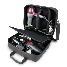 Hair Stylist Case w/ Shoulder Strap, Accessory Pockets & Custom Dividers (Black)
