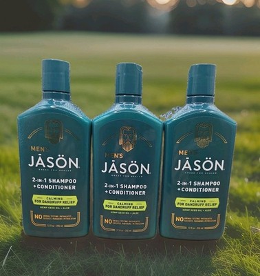 3 x Jason Natural Men's 2-In-1 Shampoo & Conditioner For Dandruff Relief 12 oz
