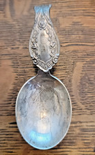 Vintage Sterling Silver Baby Feeding Spoon Curved Bent Handle R Monogram