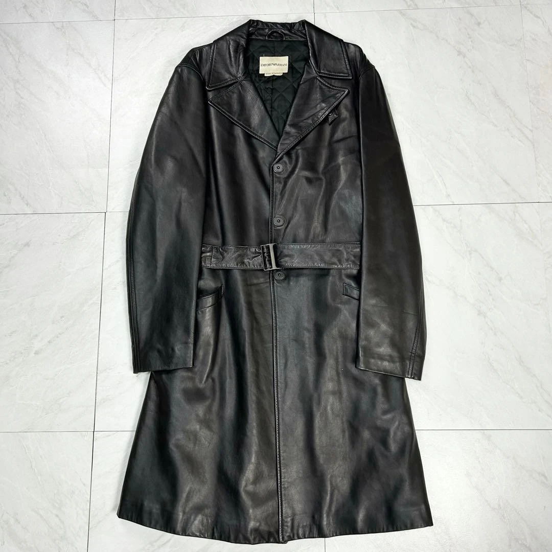Emporio Armani Leather Outer Shell Black Coats, Jackets & Vests