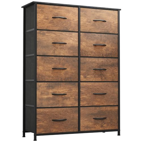 10 Drawer Dresser - Fabric Storage Tower, Organizer Unit A-graphite 10-Drawer