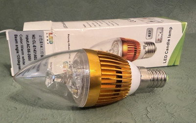 Lot of (3) Warm White ~ E14 LED Candle Lamp ~ Chandelier Bulbs ~ Open Box - NEW