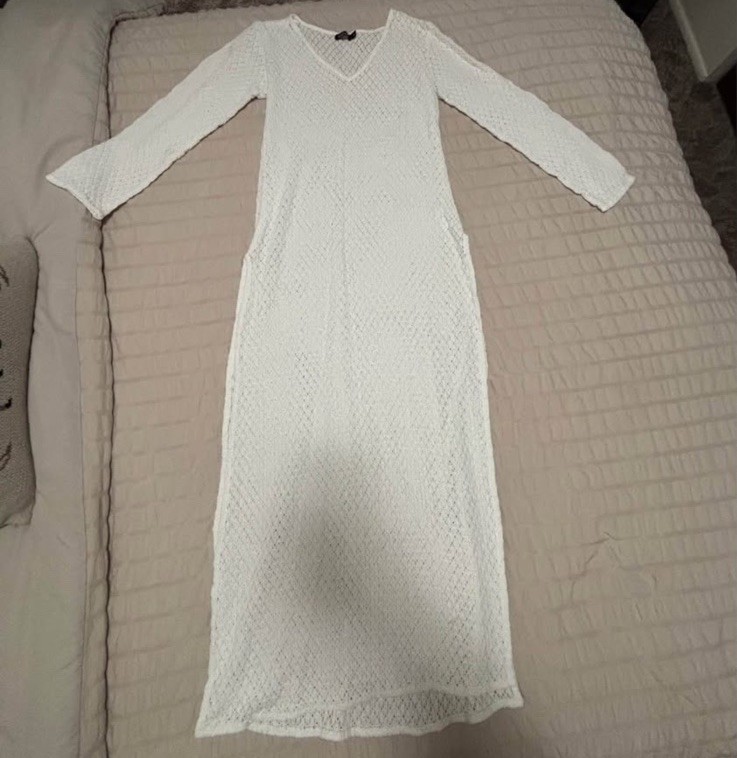 boohoo White Crochet Long Sleeve Side Slit Maxi Dress V-Neck Size S | eBay boohoo White Crochet Long Sleeve Side Slit Maxi Dress V-Neck Size S | eBay