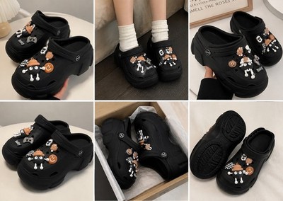 Women's Thick Sole Garden Sandals Pearl Decor Clogs DIY Platform Slippers