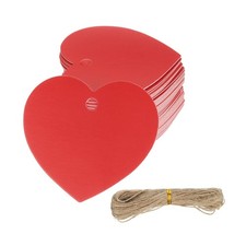 100Pcs Blank Gift Tags with String 2x1.8" Heart Kraft Tags Red