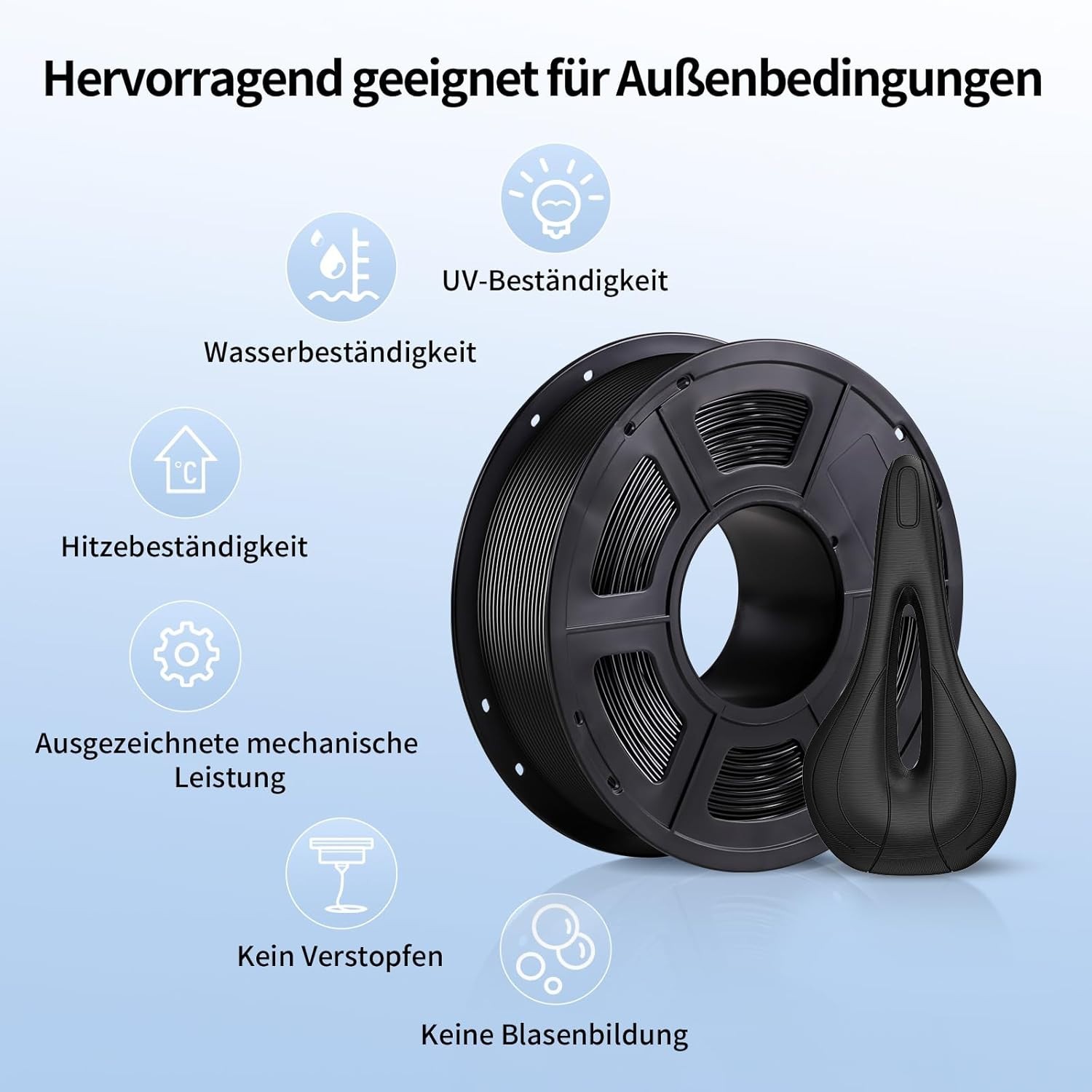 ASA Filament 1.75mm Schwarz 1kg wetterfest hitzebeständig für Outdoor Funktion - Bild 4