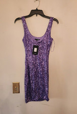 Fashion nova sequin purple mini dress size xs New with tags